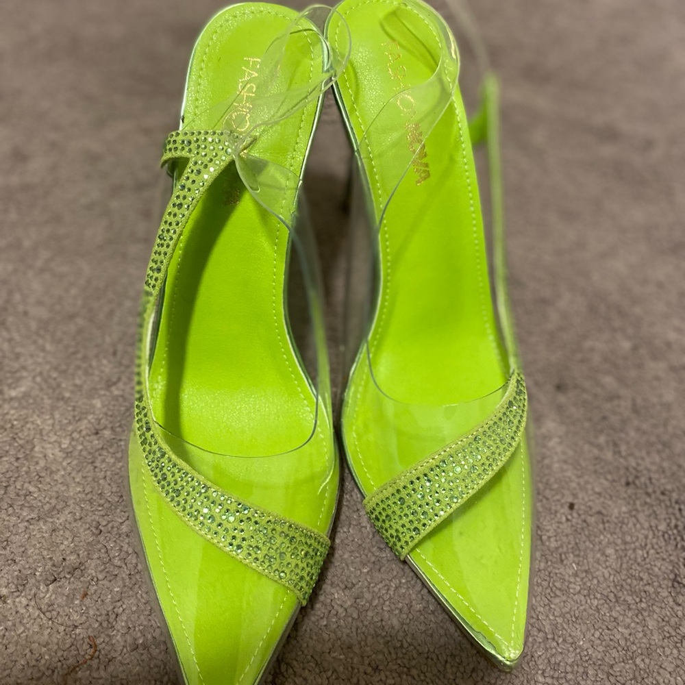 Stylish, sleek lime green Fashion nova heels